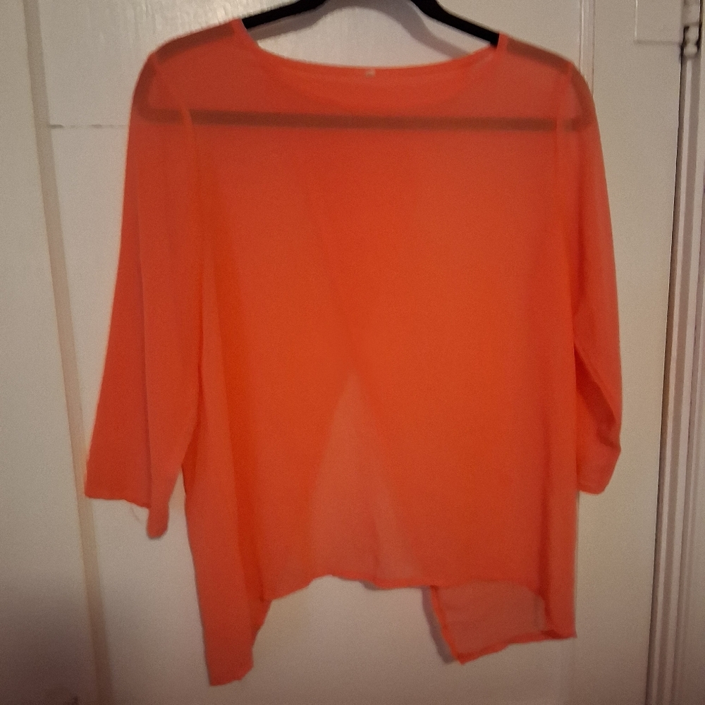 Boxy Orange Long Sleeve Blouse